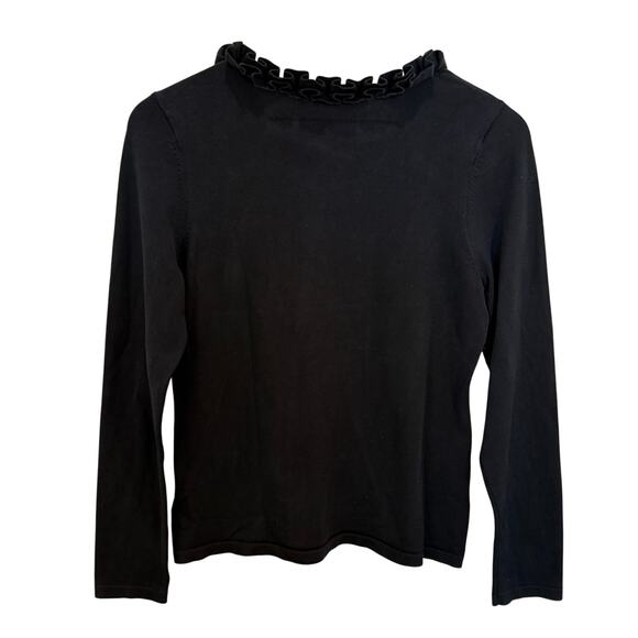 Vintage Pendleton Silk Top Petite Small Black Ruffled Collar - Picture 12 of 12